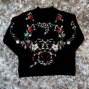 Lucy Paris embroidery black sweater size M